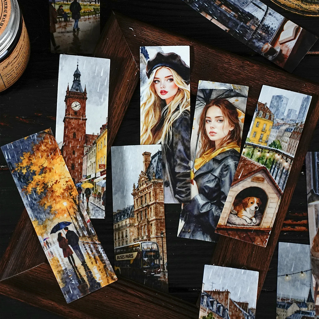25Sheets/Bag Urban Landscape Figure Theme PET Stickers for DIY Craft Scrapbook Laptop Guitar Phone Case Water Bottle Decoration Qme