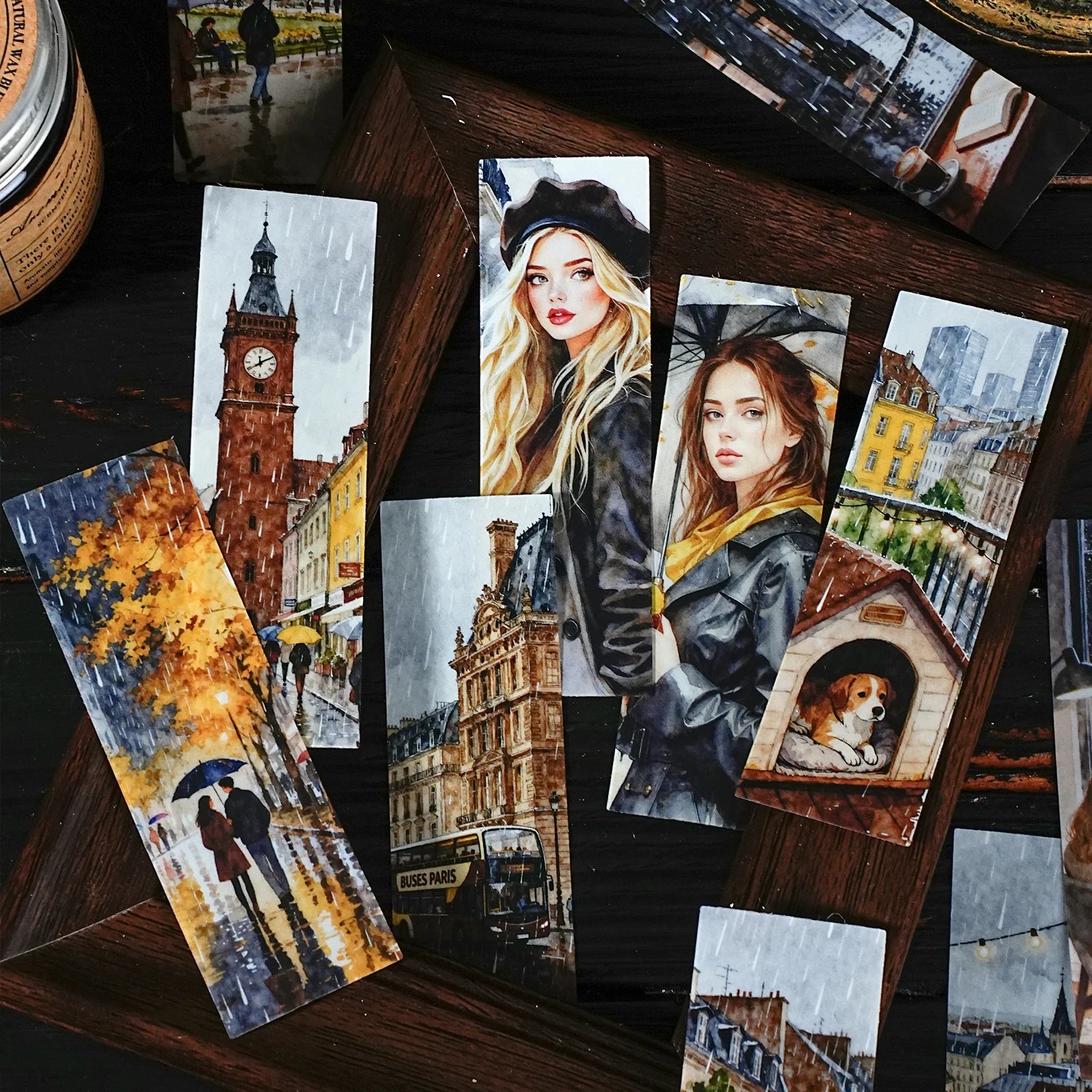 25Sheets/Bag Urban Landscape Figure Theme PET Stickers for DIY Craft Scrapbook Laptop Guitar Phone Case Water Bottle Decoration Qme