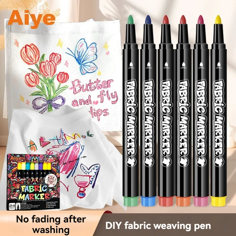 12/24 Pcs/set Fabric Art Markers Pen Washable And Non-fading For All Kinds Of DIY Art Graffiti Drawing Painting Pen Qme