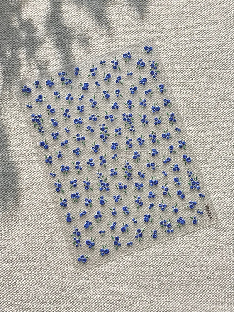 Blueberry French Polka Dot Nail Stickers Embossed Self Adhesive Fruit Decals Cute Red Blue Floral Nail Art Supplies For Manicure Qme YT8786