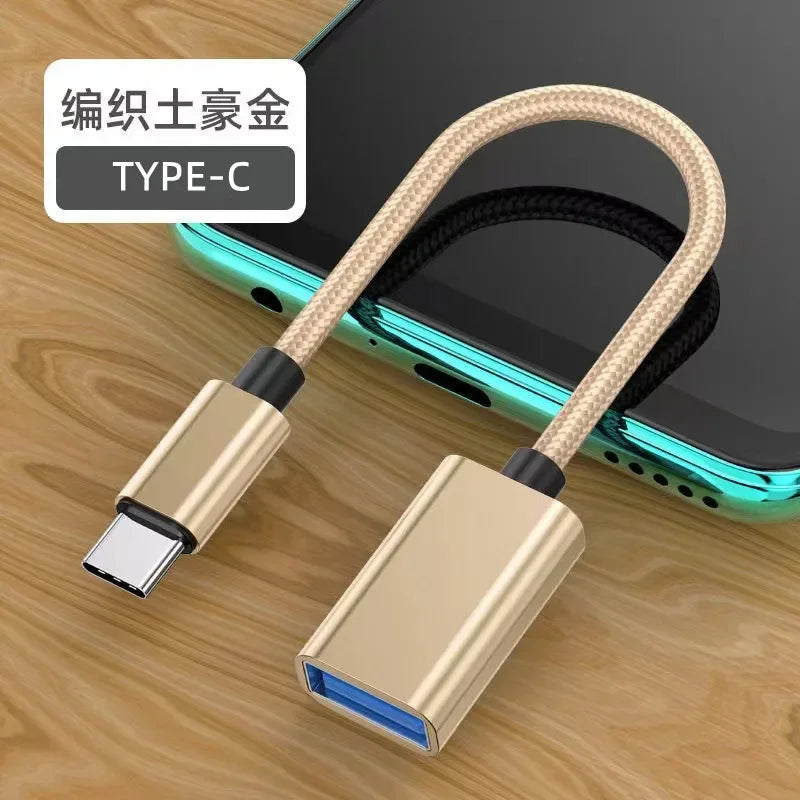 OTG Type C Cable Adapter USB to Type C Adapter Connector for Xiaomi Samsung S20 Huawei OTG Data Cable Converter for MacBook Pro Qme TYPE-C golden 2.0