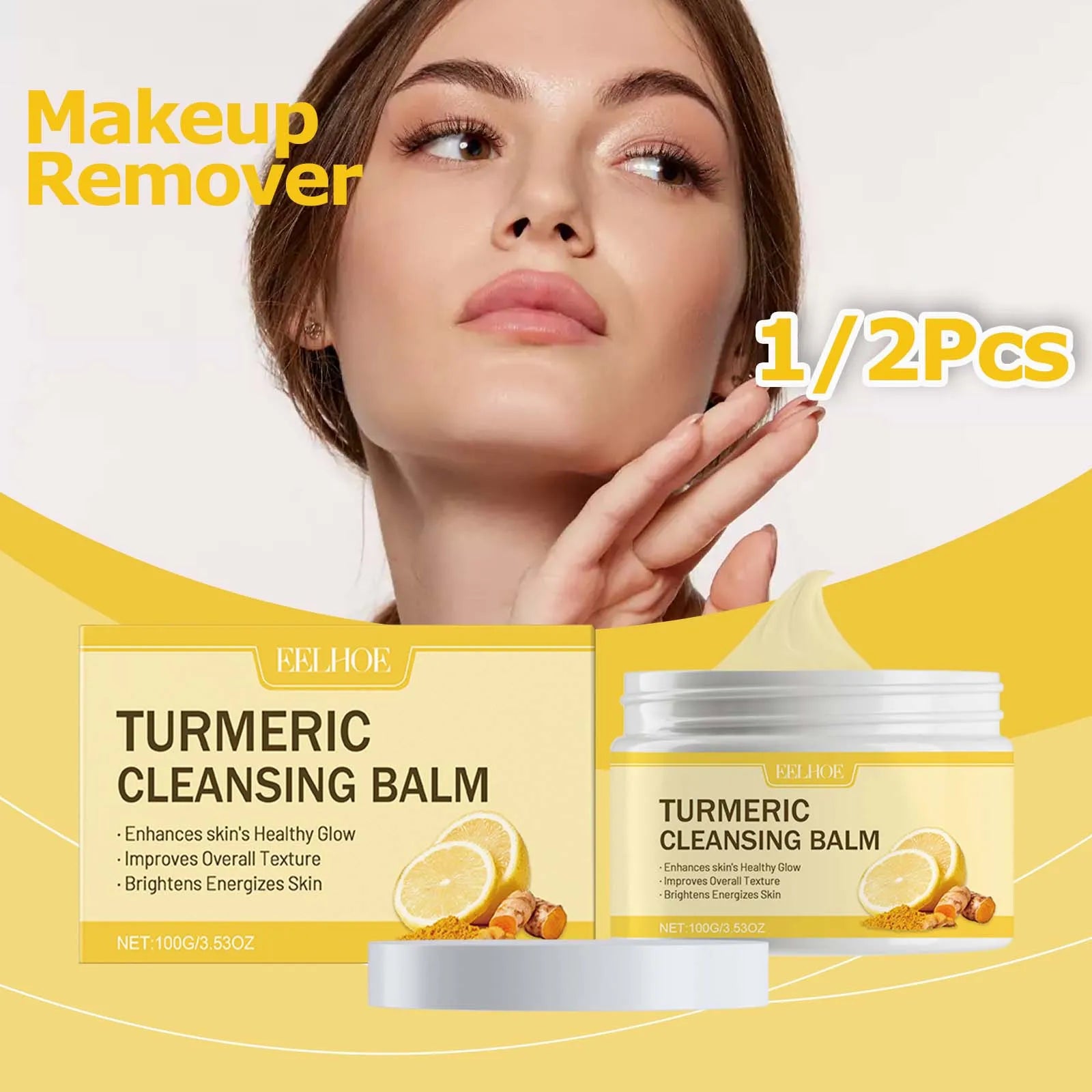 Ginger Lemon Makeup Remover Cleansing Facial Non-Tightening Gentle Makeup Face Eye Lip Makeup Remover Turmeric Cleansing Balm Qme