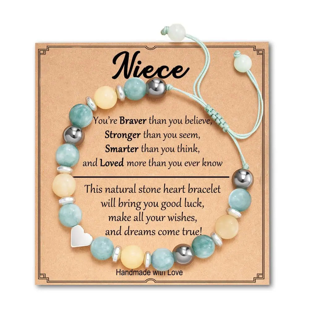 New Arrival Gifts for Birthday/ Love-Natural Stone Beaded Bracelet Handwoven Braided Adjustable Bangle Unisex Fashion Jewelry Qme Blue-Niece2