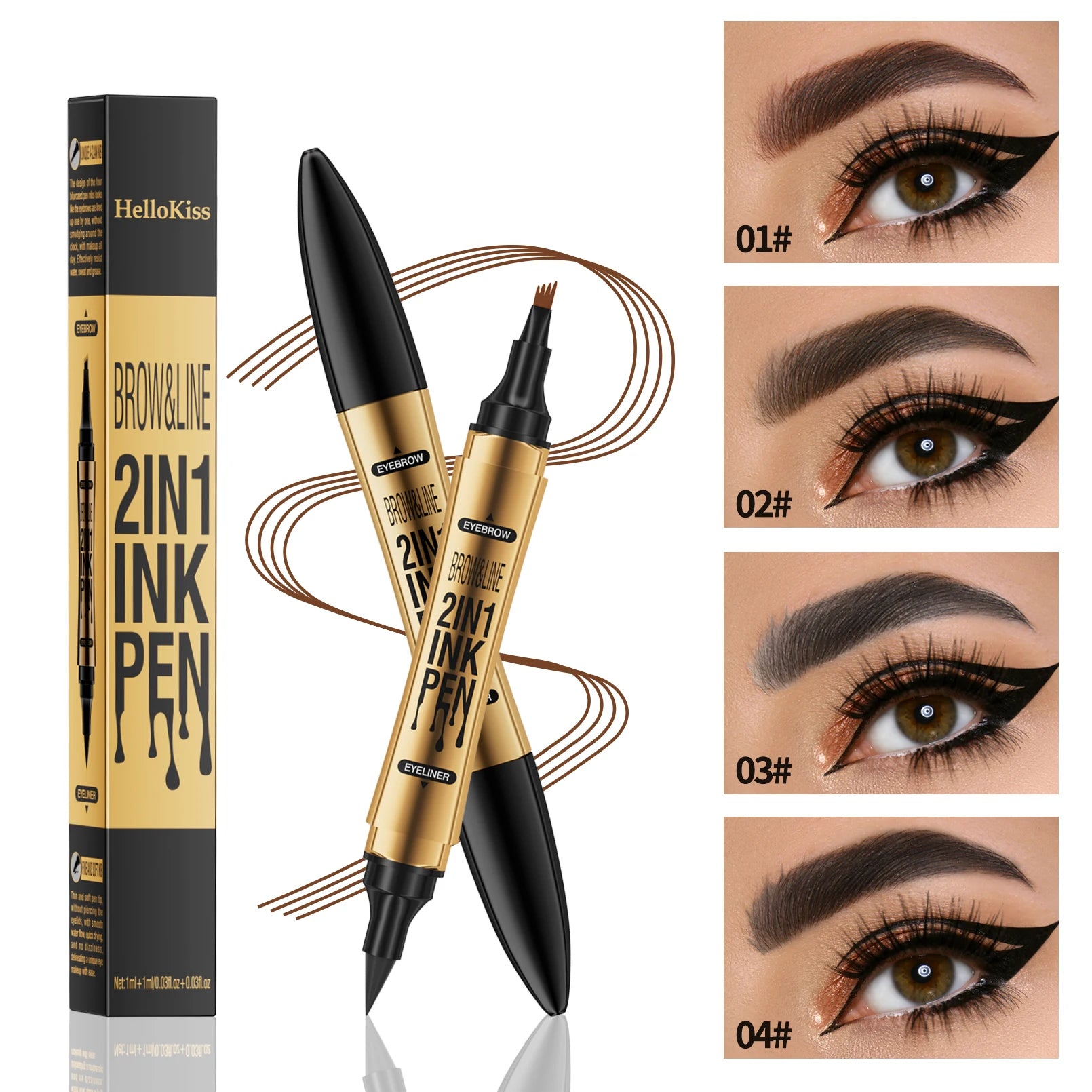 4 Splitted Head Eyebrow Pencil Long Last Smudge Proof Waterproof Sweat Proof High Pigmented Easy Apply Liquid Brow Makeup Pen Qme