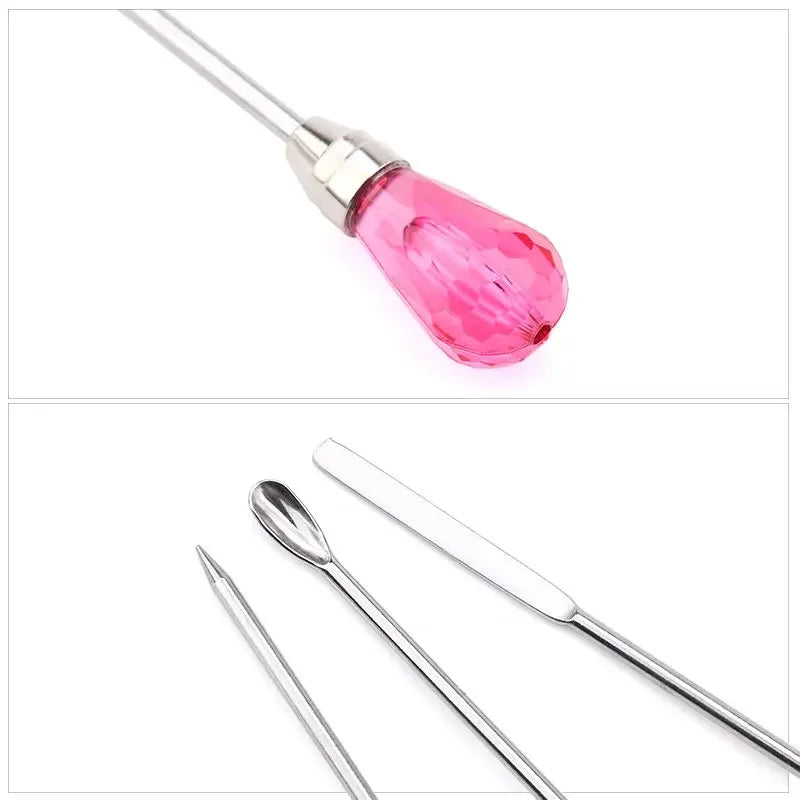 3PCS Poke Needle Digging Power Spoon Stir bar Tool Set For Professional Silicone UV Glue Resin Mold Epoxy Jewelry Making Tools Qme
