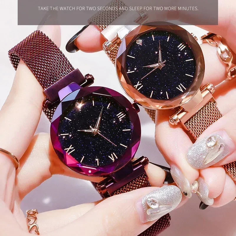 Luxury Starry Sky Women Watches Magnetic Mesh Belt Band Watch Women's Fashion Dress Wristwatch Zegarek Damski Reloj Mujer Qme