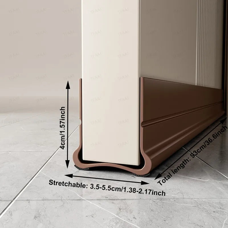 1-4Pcs PVC Door Bottom Seal Strip 93cm Door Gap Wind and Dust Proof Folding Self-adhesive Weather Strip with Soundproofing Felt Qme Brown 3pcs