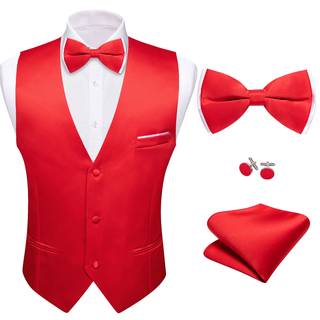 Elegant Satin Waistcoat Matching Bow Tie Men Multicolor Choice Ideal Qme MJ-2775 XXXL