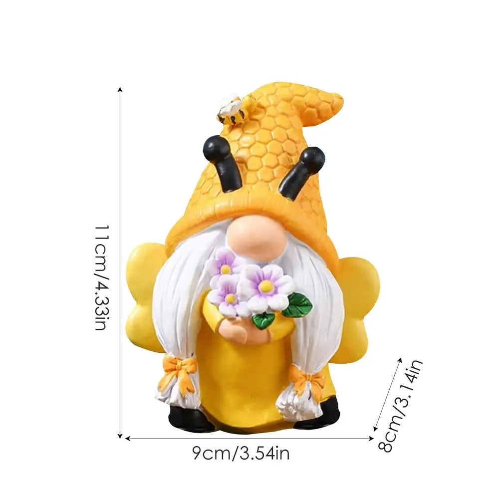 Bee Gnome Figurine Garden Statue Resin Gnomes Sculpture Home Qme B CN