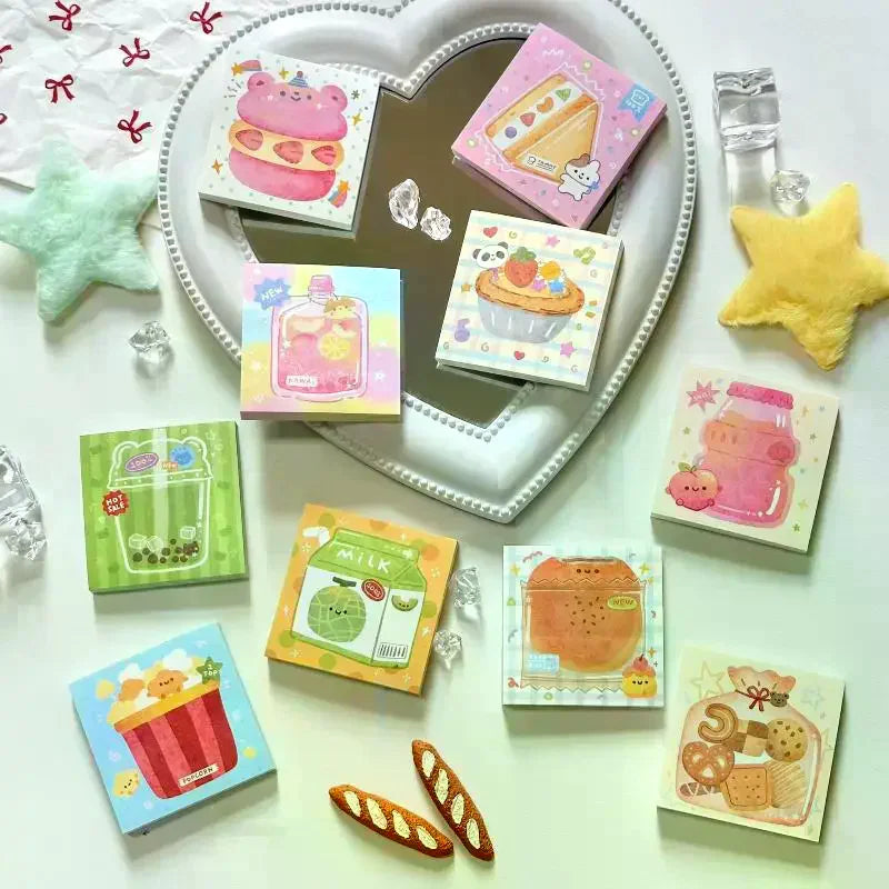 Cute Cartoon Food Series Memo Sticker Message Paper DIY Non Sticky Qme