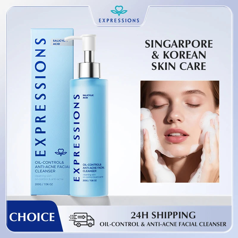 Korean Facial Cleanser Salicylic Acid Niacinamide Blue Lotus Extract Qme