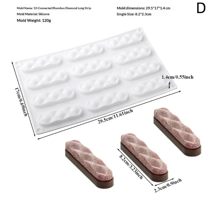 6 8 12 Cells Chocolate Eclair Dessert Bakeware Long Strip Puffs Qme D