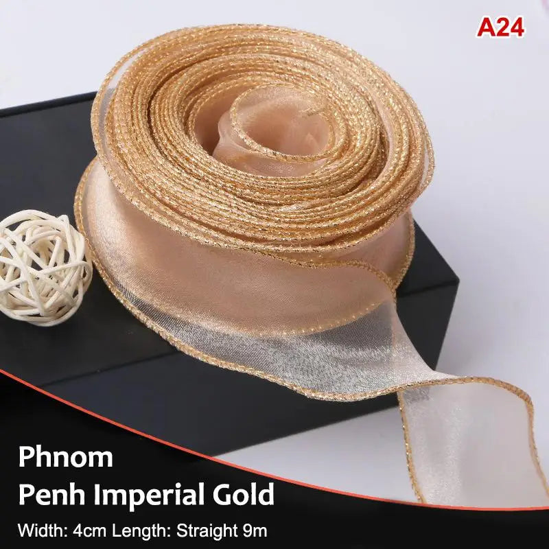 10Yards Organza Solid Ribbon Wavy Edge Flower Bouquet Gifts Packaging