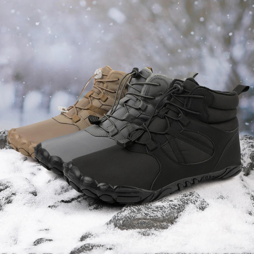 Winter Snow Boots Winter Jogging Sneakers Non Slip Casual Barefoot Shoes Waterproof High Top for Outdoor Travel Qme