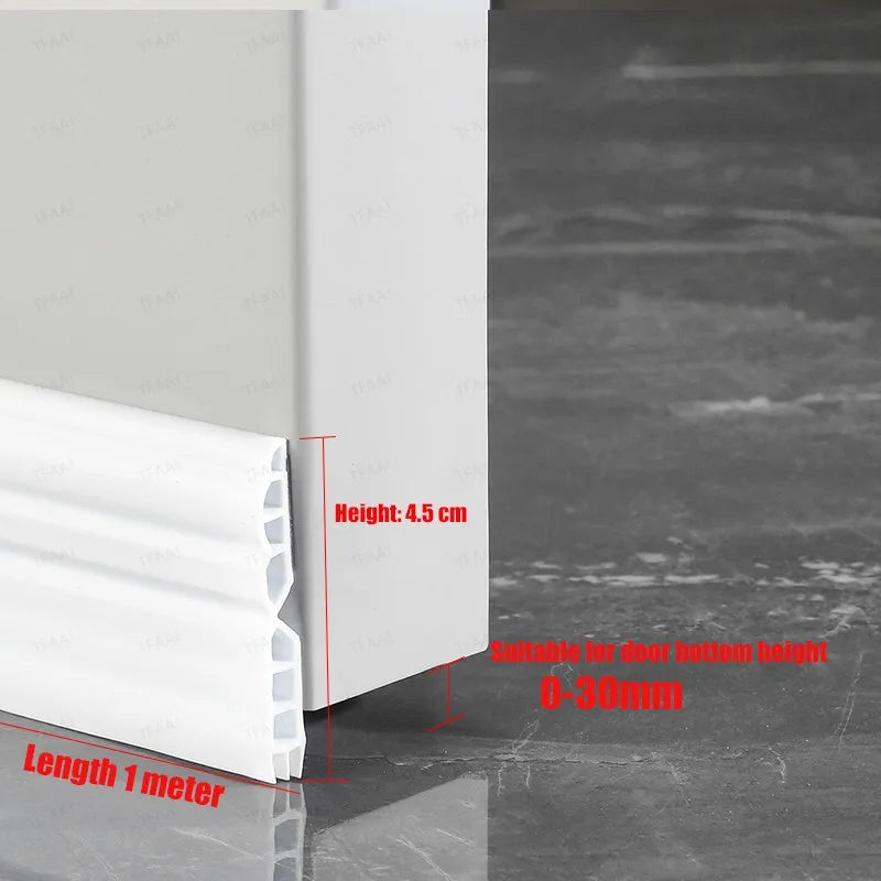 1-4Pcs Anti-Cold TPE Door Bottom Seal Strip 1M Self-adhesive Thicken Wearproof 3 Layers Windproof Door Gap Weather Strip Qme Large White 2Pcs