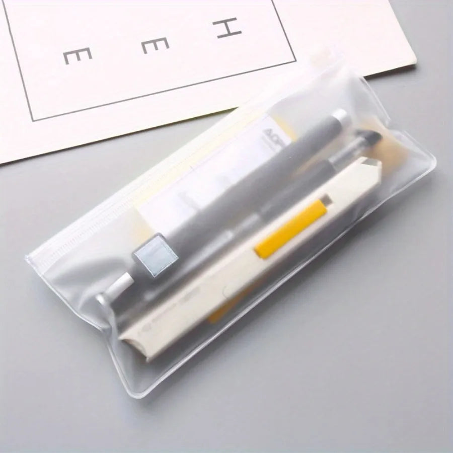 Stationery Packaging Zipper Bags Wholesale Home School Pencil Rubber Eyeglasses Ruler Storage Thicken Resealable PVC Zipper Bag Qme