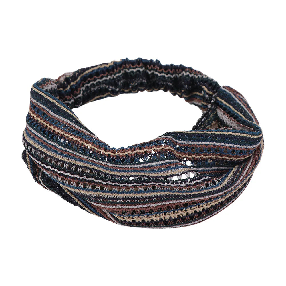 Retro Pearl Women Head Wraps Multicolor Wide-brimmed Turban Headband Qme