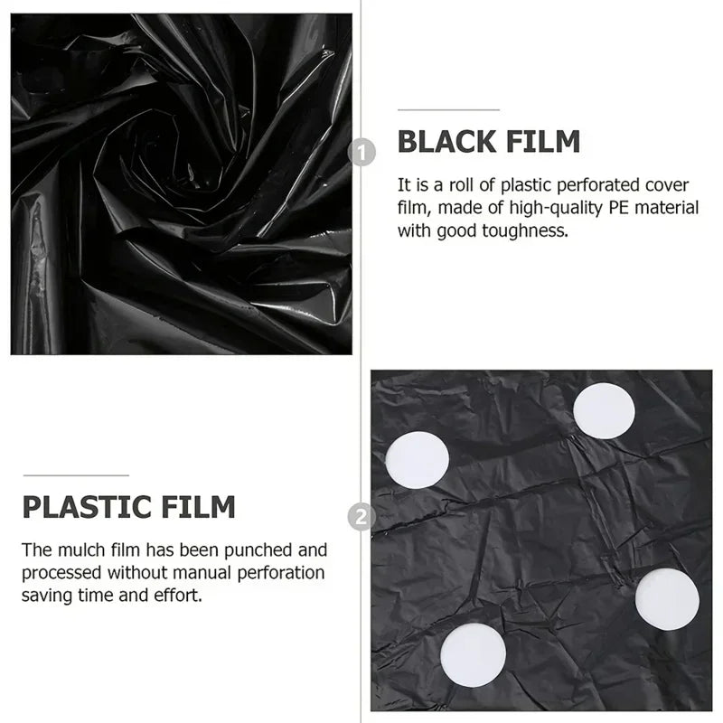 Grow Your Vegetables with Our High-Quality Black Plastic MulchFilm - Perfect for Greenhouses and Plant Protection! Qme