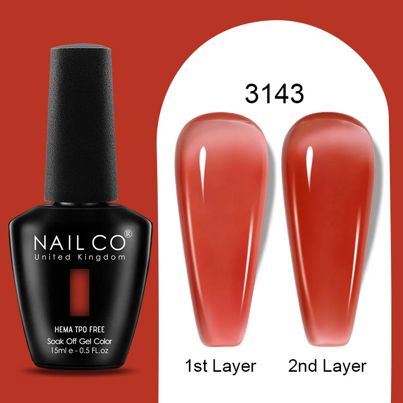 Nailco Jelly Gel Nail Polish Transparent Varnishes 44 Colors Red Pink