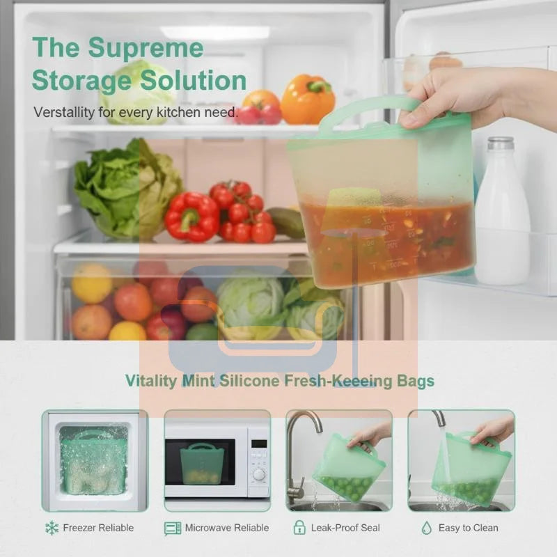 Freezer Bag 1000/1200/1500ml Self Sealing Leak Proof Reusable Fresh Keeping Bag For Picnic Food Cooling Qme