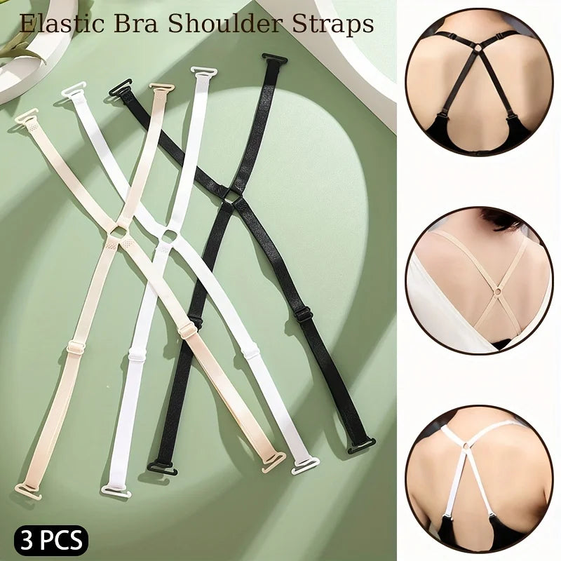 X Shape Cross Back Bra Straps Adjustable Elastic Replacement Bra Shoulder Strap Invisible Detachable Bra Accessory Qme