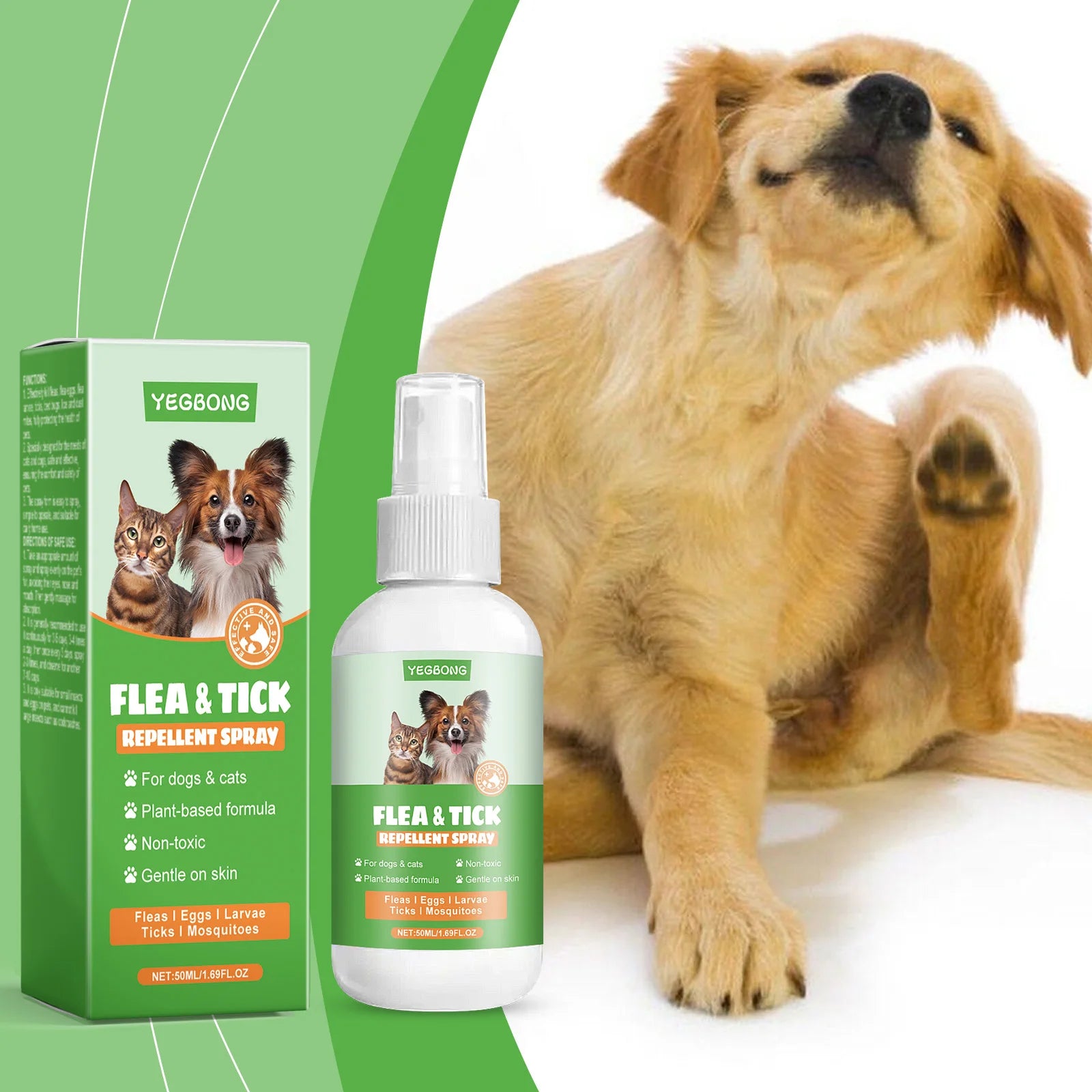 Pet Flea Tick Repellent Spray Effectively Reducing Fleas and Ticks Relieve Skin Itching Protect Health Fast-Acting Pet Repellent Qme