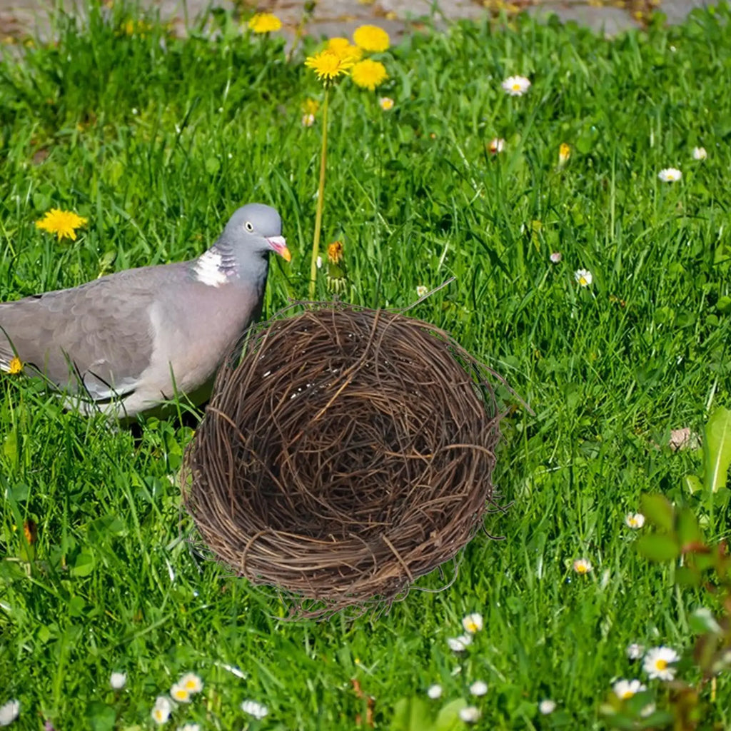 Birds Nest Handmade Woven Parrot Nest Small Animal Bed House For Garden Flat Base Bird Cage Accessories For Parakeet Qme