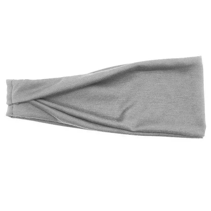 Women Headband Twist Cotton Sport Wide Turban Twisted Knotted Qme GRAY 10cm-22cm