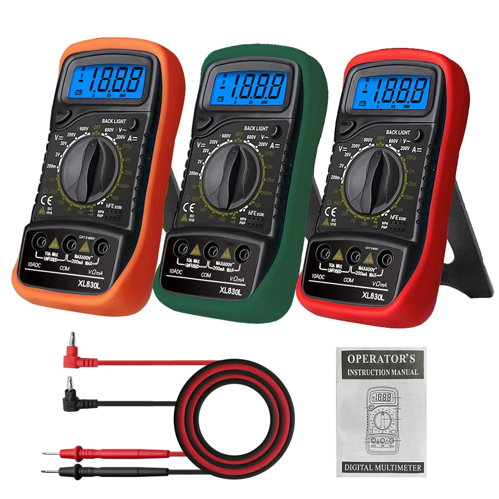 XL830L Handheld Digital Multimeter LCD Backlight Portable AC DC Qme