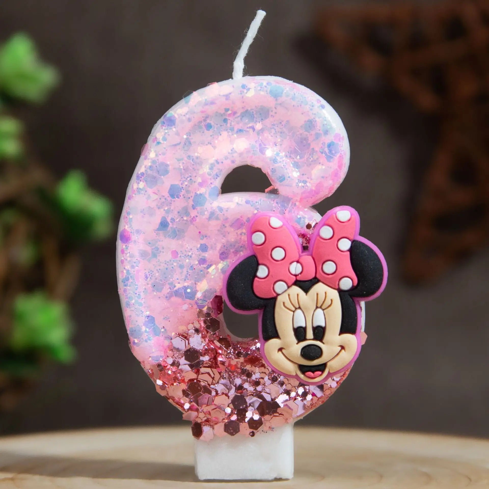 Minnie's Birthday Candles Mickey's Creative Glitter Cake Anniversary Anniversary Celebration Atmosphere Candle Plug-in Qme 6