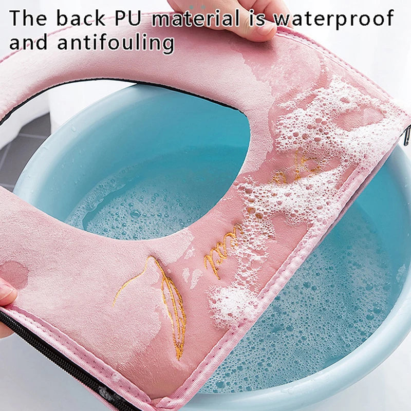 Universal Toilet Seat Cover Winter Warm Soft WC Mat Washable Removable Zipper Qme