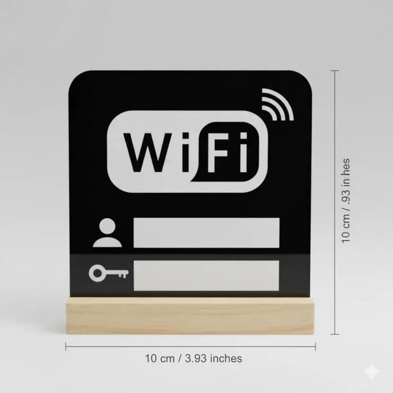 1 Acrylic Mirror Wifi Sign Public Places House Shops Handwriting Qme Black