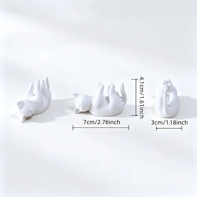 3pcs Cat Lying Down Photo Stand/Adorable Kitten-Shaped Photo Display Holder/Mini Desktop Ornament Qme
