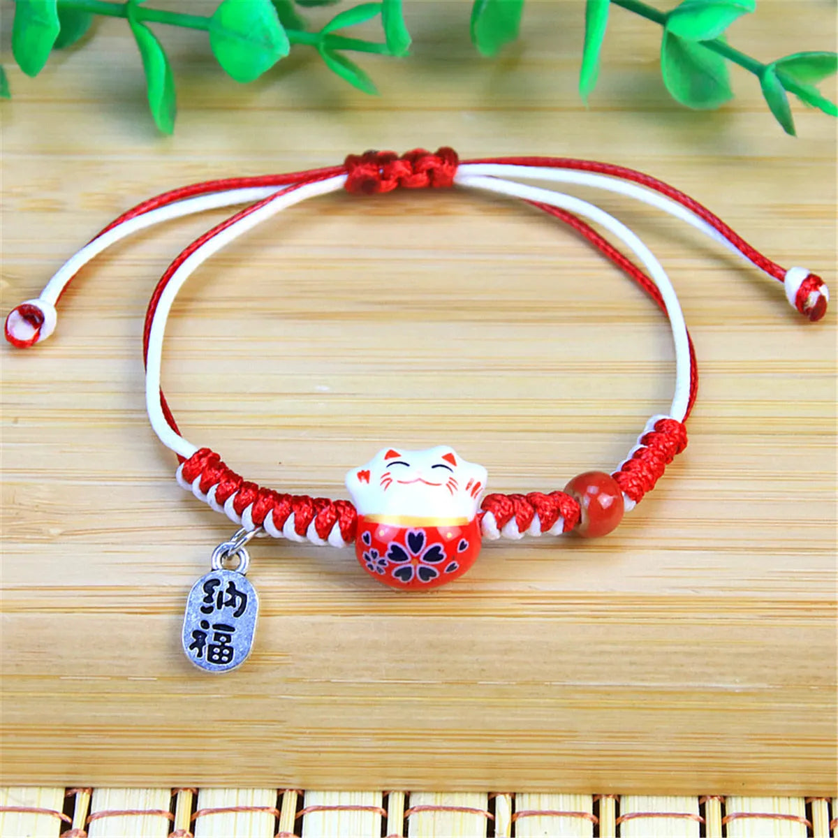 2023 Charm Versatile Lovely Cat Ceramic Woven Bracelet Couple Cute Japan Lucky Kawaii Pendant Rope Chain Jewelry Gift Wholesale Qme Style 5