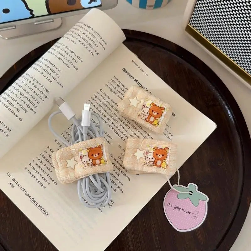 Cartoon Rilakkuma‌/Mashumaro Data Cable Storage Portable Charging Cable Fixed Organizer Portable Storage Tool Qme