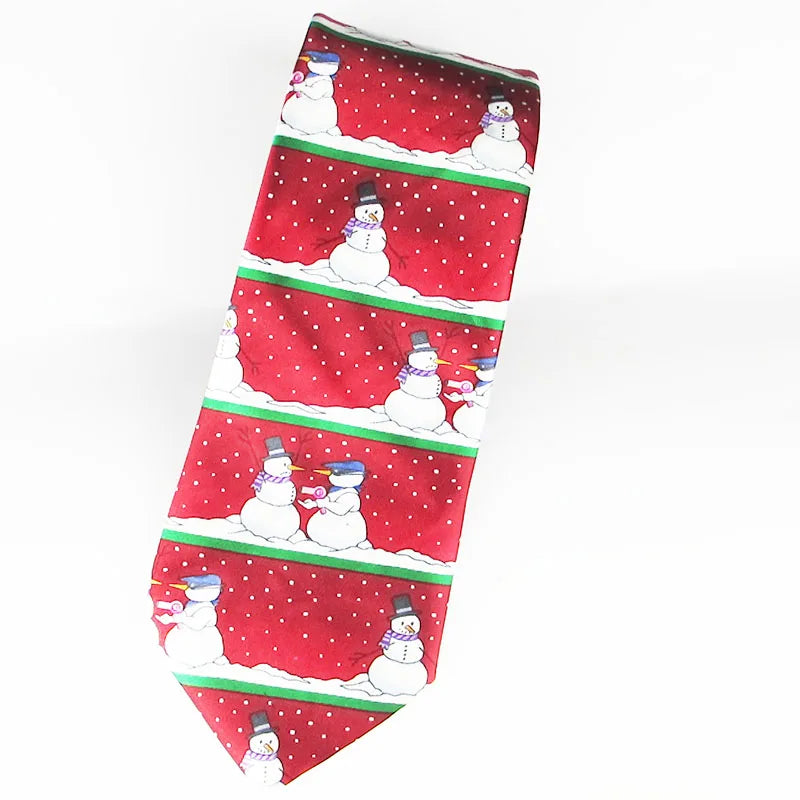 Luxury Silk Tie Man Green Wide Necktie Print Red Black Deer Sleigh Qme RT13