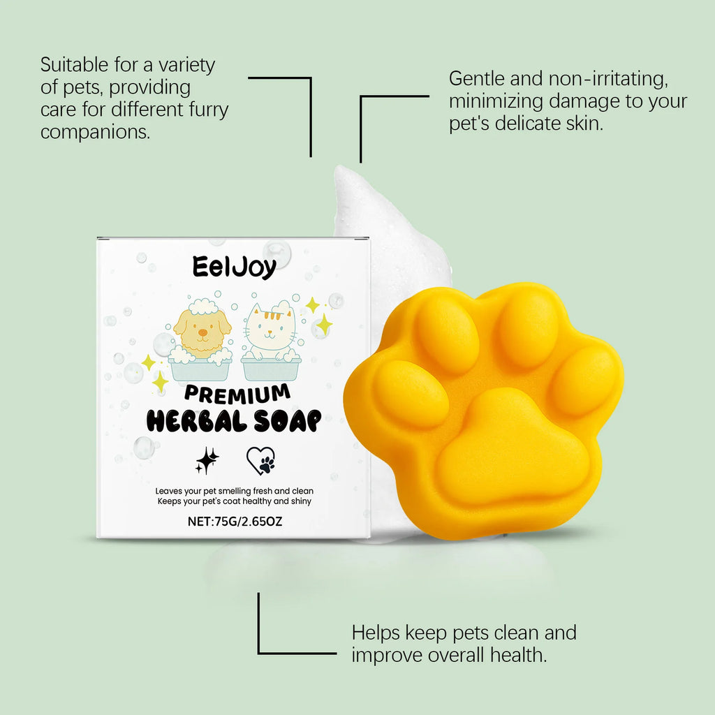 EelJoy Pet Soap Plant Ingredients Daily Cleaning Cat and Dog Body Hair Removal Odor Fresh Soap Qme