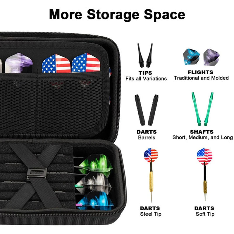 Dart Case Holder Bag Steel Soft Tip Darts Storage Organizer Holds 12 Qme