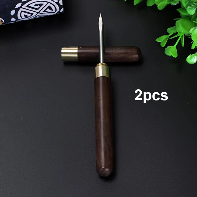 2pcs Ice Pick, Used for Ice Breaking, Stainless Steel Ice Pick with Ebony Handle and Safety Cover, Multifunctional Ice Pick Qme 2pcs Black