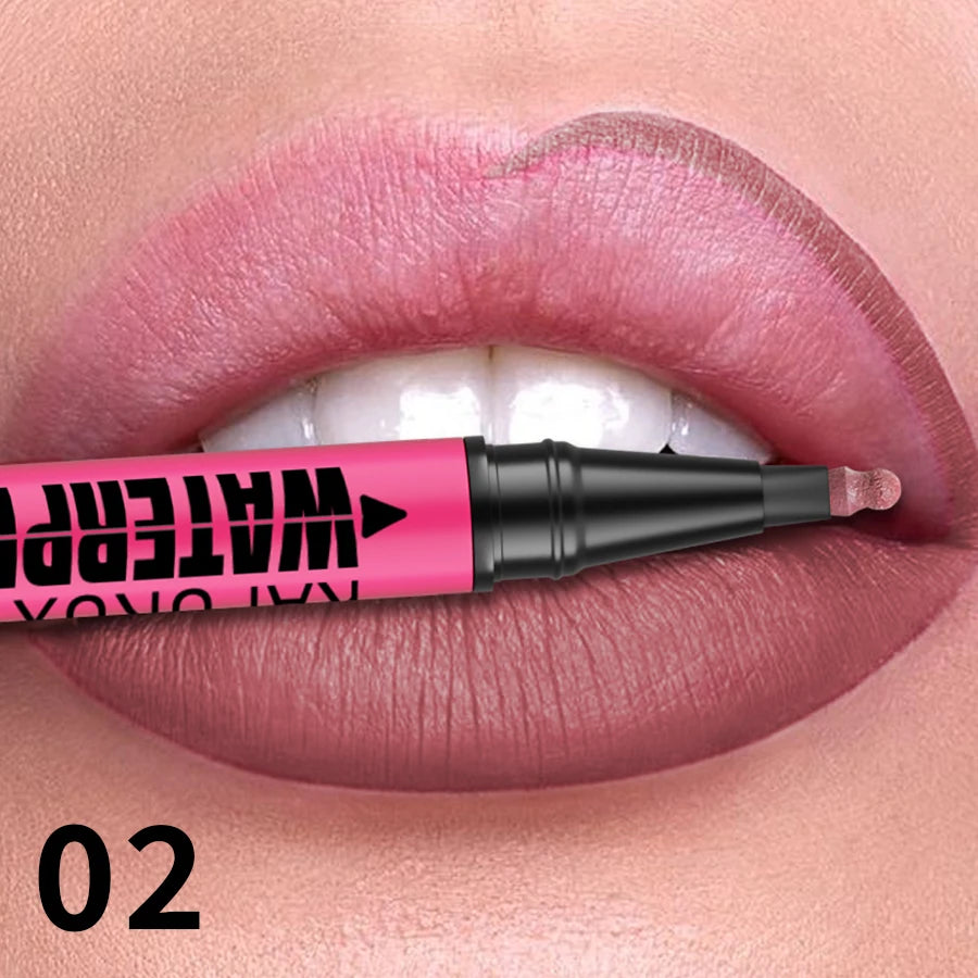 Liquid Matte12-Color Lipliner Pencil Waterproof Plumping Stain Qme 02