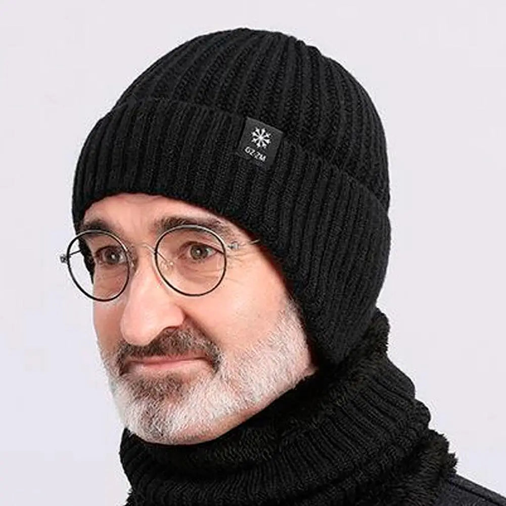 Thick Fleece Lined Beanie Hats with Earflap, Winter Warm Knit Hat for Men Women, Windproof Knit Skull Cap for Winter Outdoor Qme