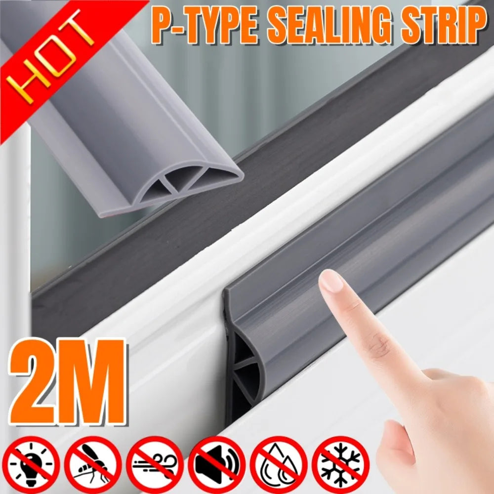 2M Sliding Window Sealing Strip Silicone Rubber Triangular P-type Windproof and Soundproof Strip Door Sealing Gap Filling Strip Qme