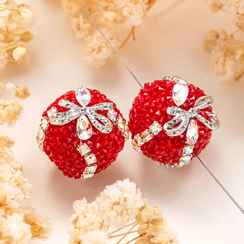 1PCS 16mm Rhinestone Ball Beads Moon Star Flower Loose Spacer Beads for Jewelry Making DIY Craft Supplies Christmas Decoration Qme 8