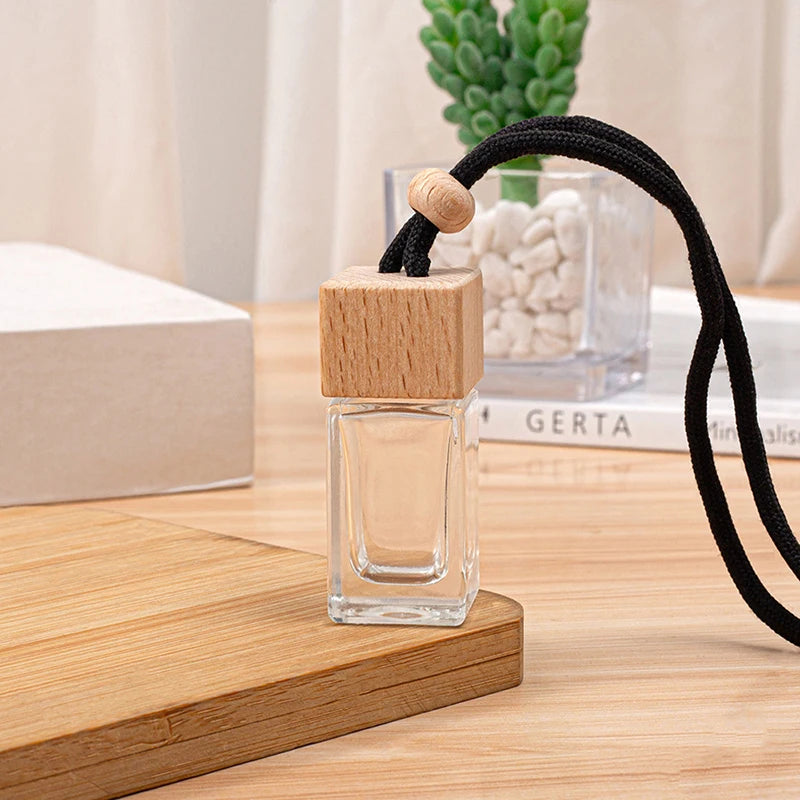Air Freshener Scent Perfume Bottle Ornament Pendant Square Cap Empty Qme Black A