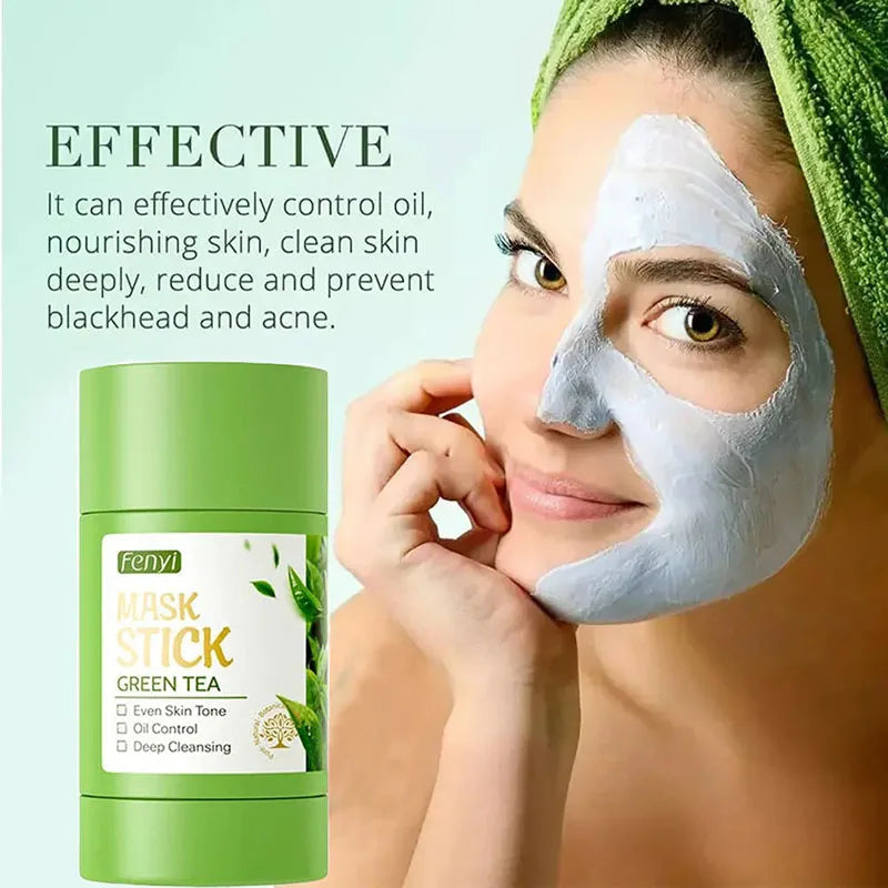 Green Tea Solid Face Mask Stick Cleansing Brightening Moisturizing Qme