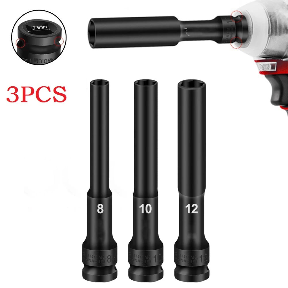 3x 1/2 Drive Socket Head Wrench Hex 8-12mm Wrench Hex Socket Head Adapter Spanner Converter Chrome Vanadium Steel Qme Default Title