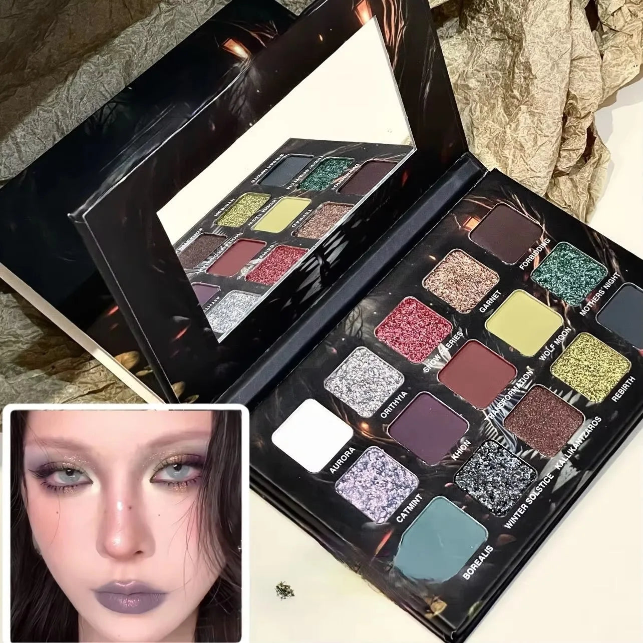 Purple Chameleon 15 Color Eyeshadow Palette Shimmer Glitter Matte Metallic Halloween Makeup Look Eye Shadow Palette Qme
