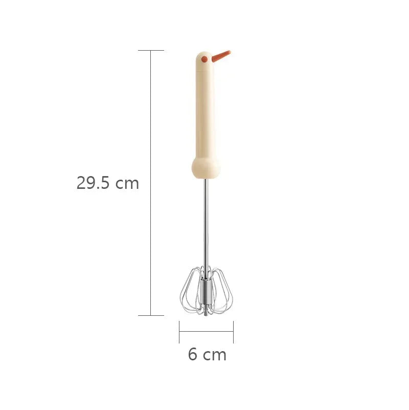 Household Semi-automatic Egg Beater Stainless Steel Whipped Cream Qme Beige