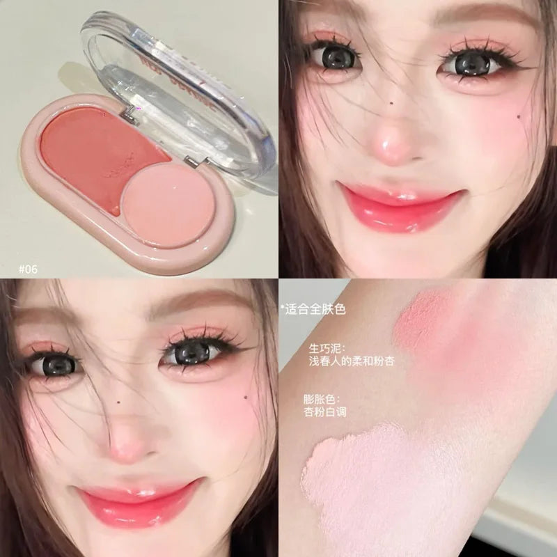 Dual-color Blush Cream Moisturizing Matte Finishwith Expanding Qme HR782-6