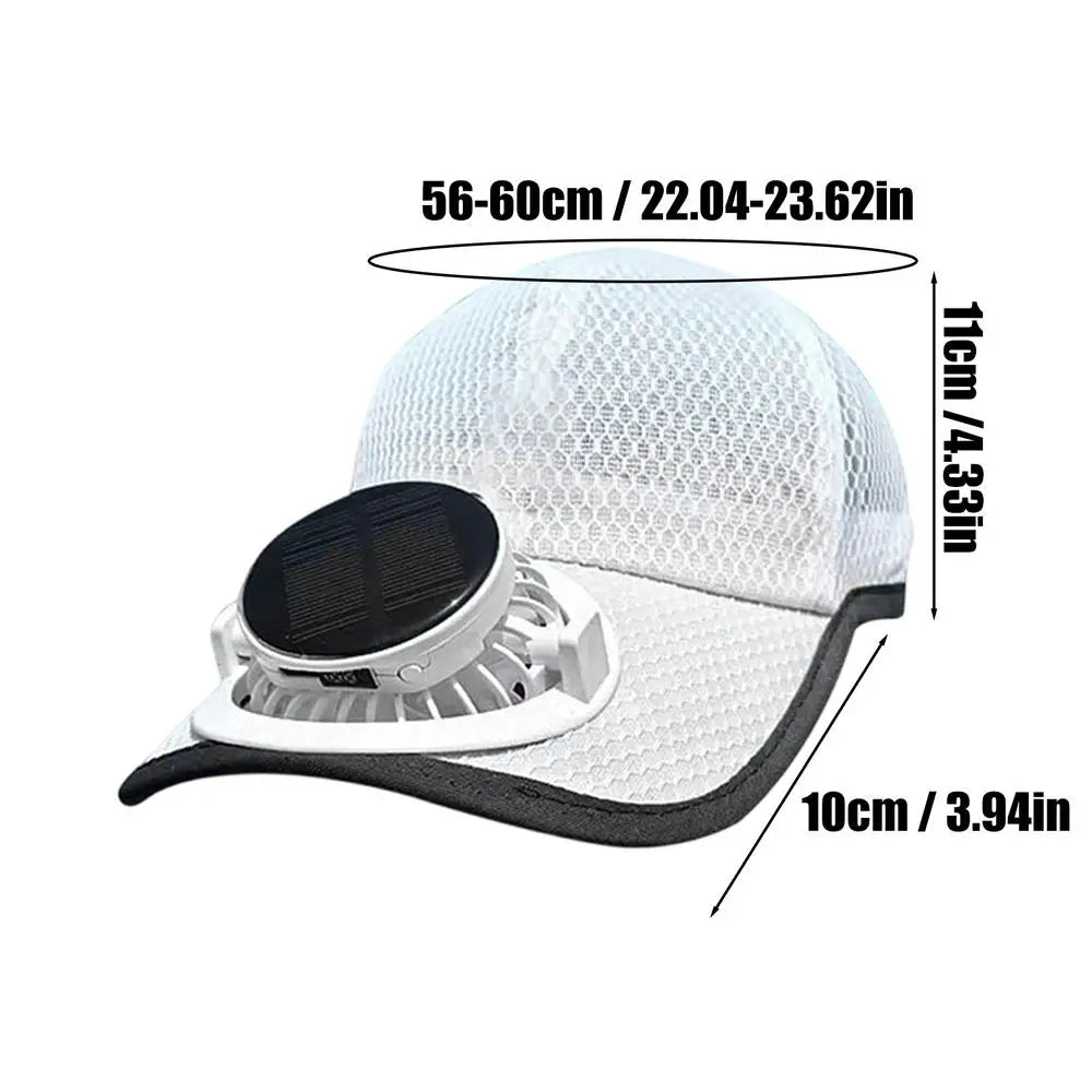 Solar Fan Hats for Men 3-Speed Wide Brim Sun Blocking Headwear 600 MAh Battery USB Charging Solar Powered Hat Fan for Outdoor Qme White